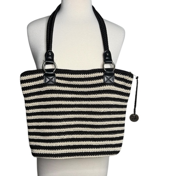 The Sak Black and White Crochet Collection Hobo Handbag - Picture 1 of 13